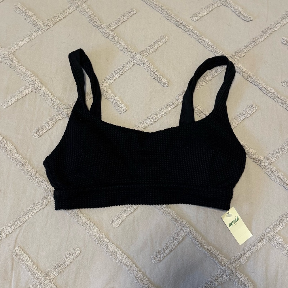 Aerie Black Ribbed Bikini Top
